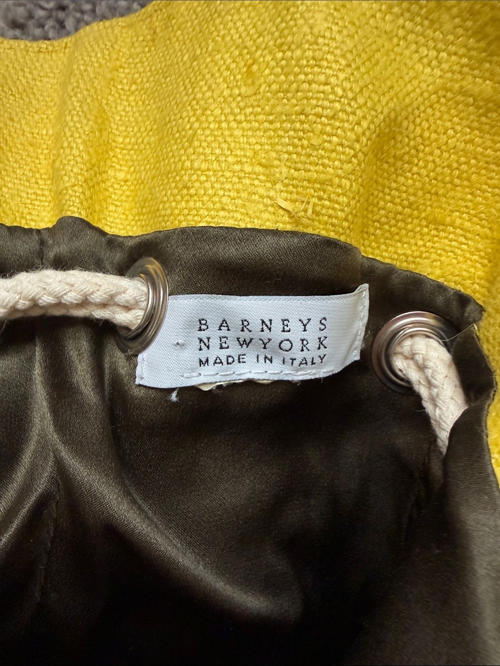 Barneys New York Yellow Canvas Bucket Hat with White Rope Trim - Picture 2 of 11